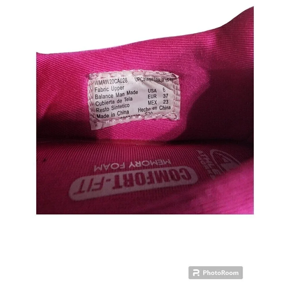 Athletic Works Comfort-Fit Memory Foam Pink Stripe Slip-in Shoes Women's Size 6
